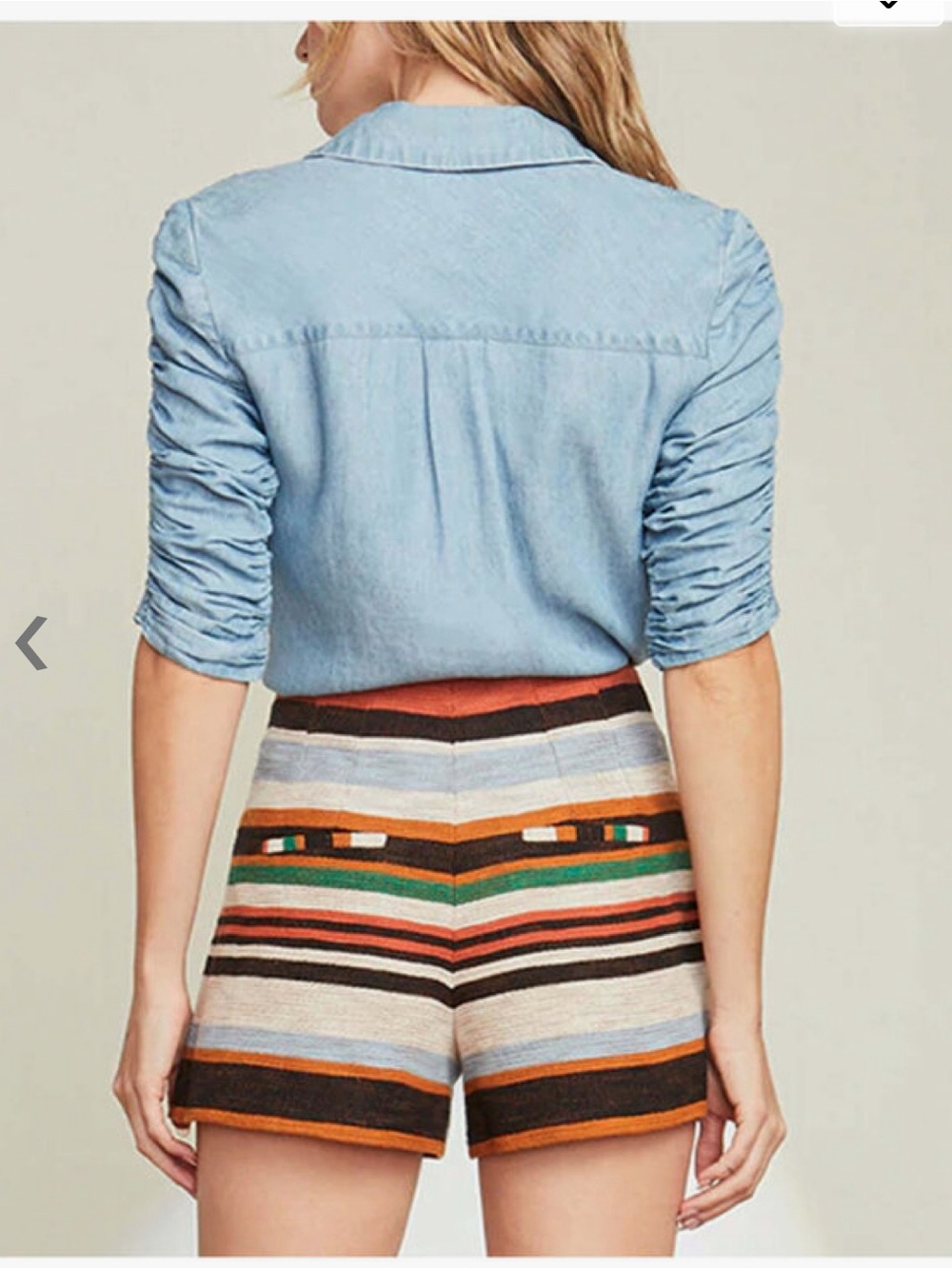 VERONICA BEARD Porta Chambray Ruched Denim Button-Up Shirt Smocked 3/4 Sleeves - Picture 8 of 8